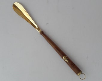 Shoe Horn - brass wood shoehorn -long shoehorn- Exclusive gift - sailing boat shoehorn - brass sailor's knot
