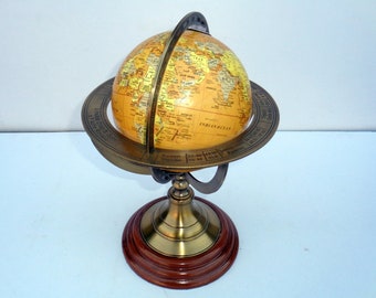 Brass Handmade Desk Vintage Antique Armillary Tabletop Marine Sphere Globe