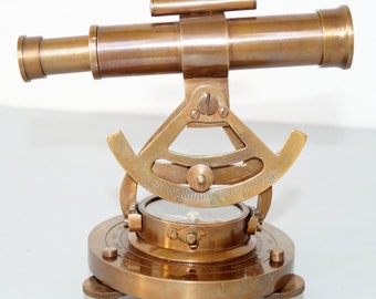 5" Vintage Brass Theodolite Alidade Compass Antique Survey Transit Telescope Instrument