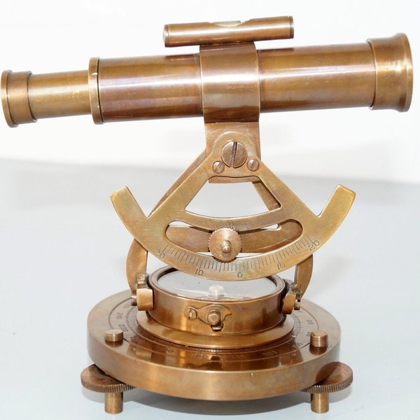 5" Vintage Brass Theodolite Alidade Compass Antique Survey Transit Telescope Instrument