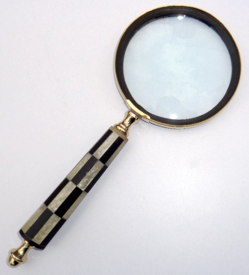 Magnifying Glass Brass Bone Handle Reading Glass Desk Magnifier Handheld 10/"
