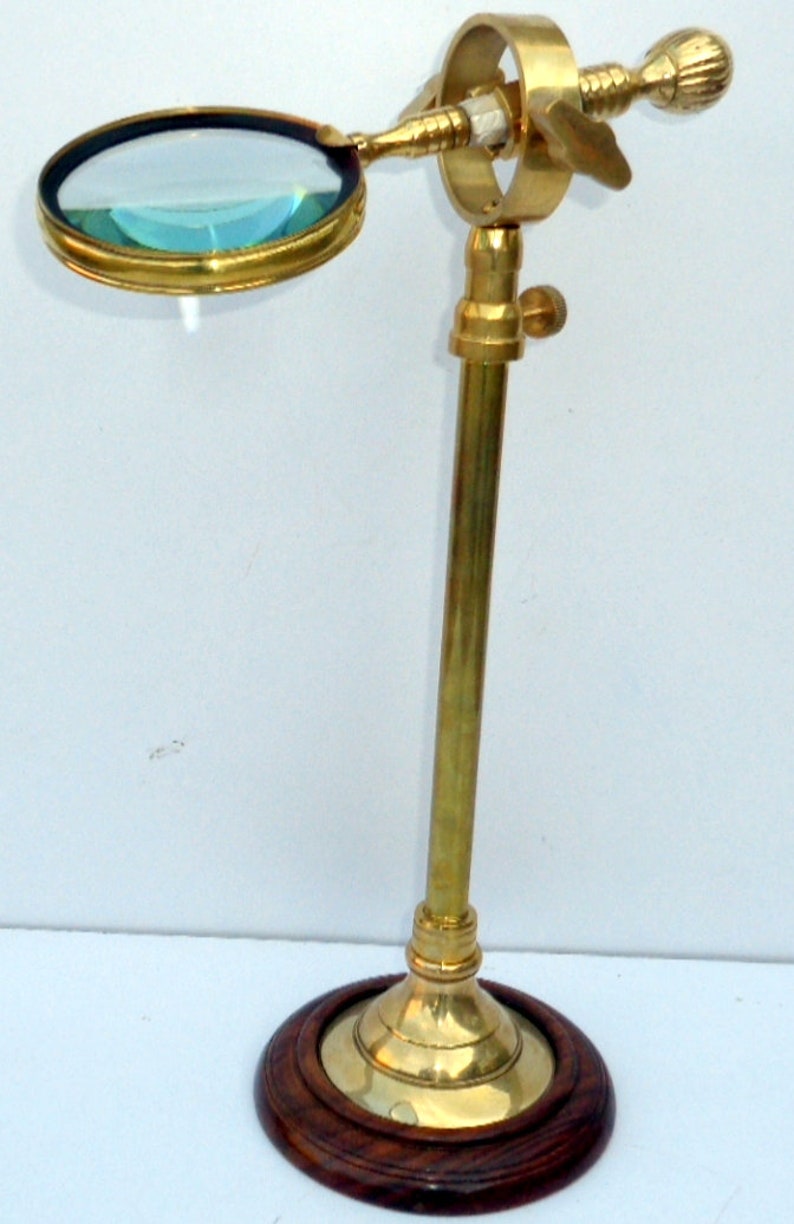 Vintage Magnifying Glass With Brass / Wood Adjustable Desk Etsy