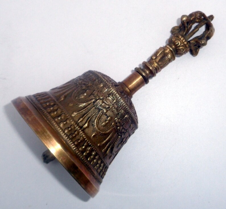 Vintage Hand Held Service Bell Brass Hand Bell Teachers Desk Etsy
