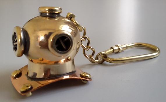 Nautical Brass Diving Helmet Key Chain Maritime Divers Helmet Key Ring