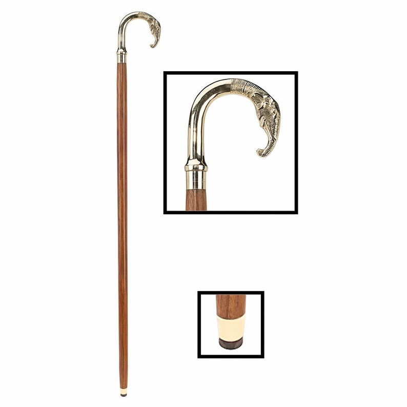 Brass Elephant Head for Cane Only Handle and decor tabletop Vintage Style Brass Elephant Head for Cane Only Handle and decor tabletop Vintage Style