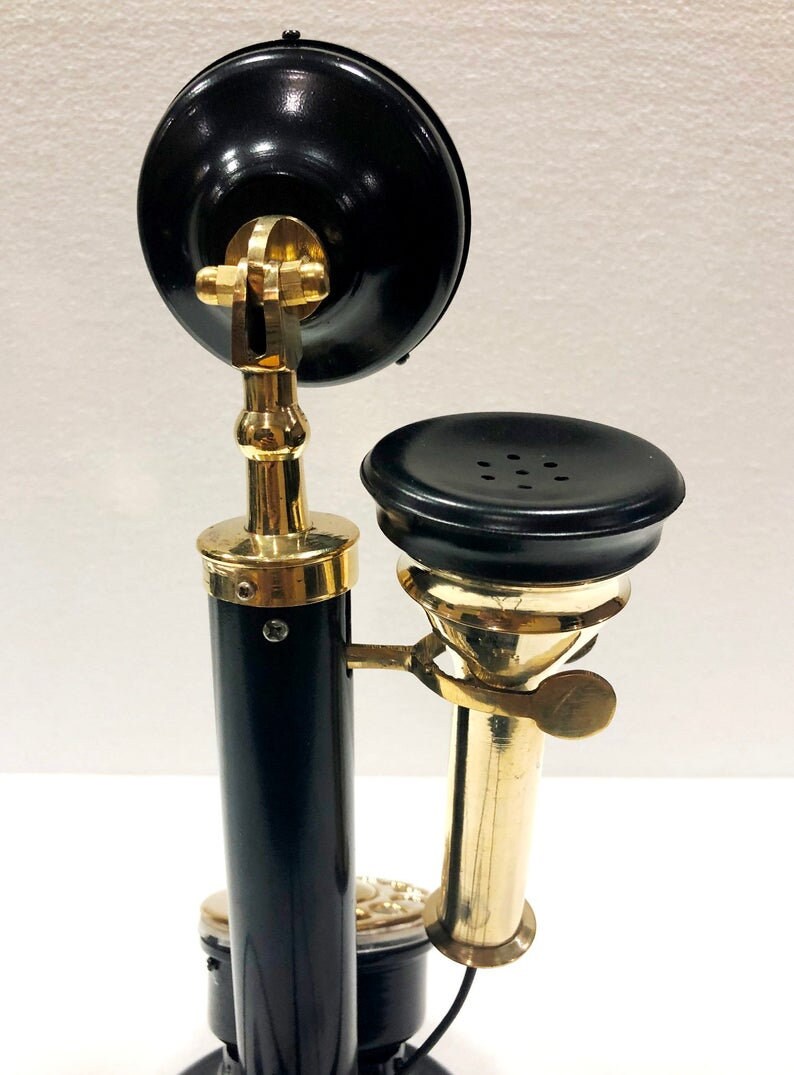 Vintage Antique Look Brass Candlestick Telephone Rotary Dial Etsy