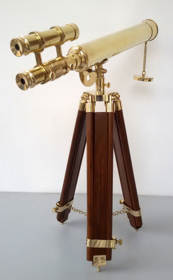 Details about   ROYAL NAVY DOUBLE BARREL BRASS TELESCOPE WITH TRIPOD STAND 
