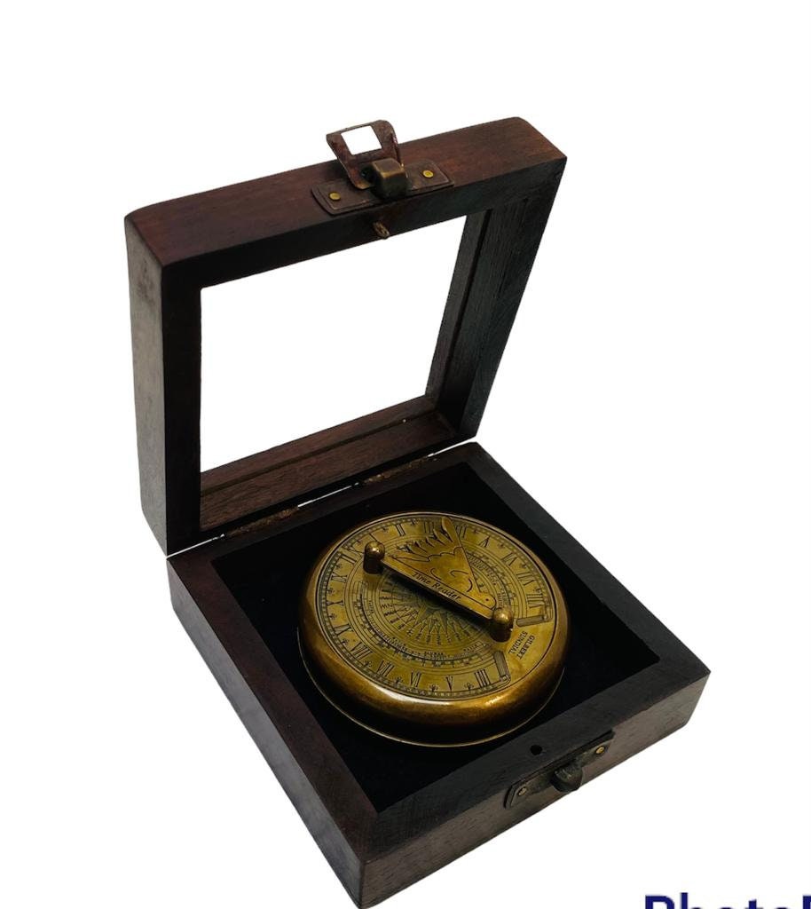 Vintage Maritime Brass Sundial Poem Compass Nautical Etsy