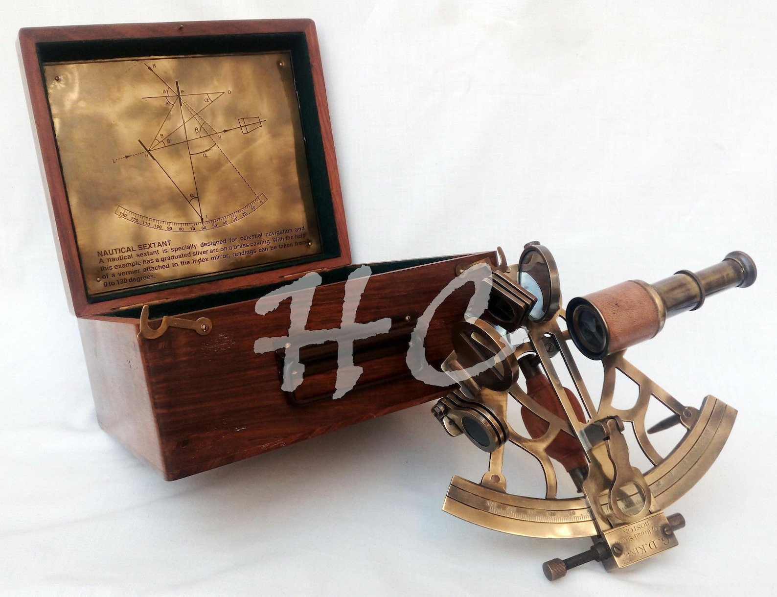 8 Heavy Brass Antique Sextant With Wooden Box Maritime Etsy