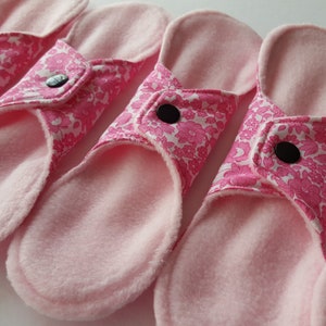 Set of 6 Pantyliners Pink Flowers Cotton Cloth image 4