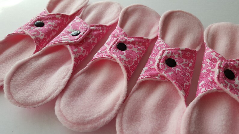 Set of 6 Pantyliners Pink Flowers Cotton Cloth image 4