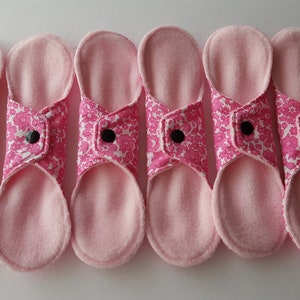 Set of 6 Pantyliners Pink Flowers Cotton Cloth image 2
