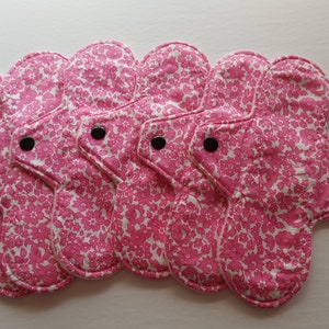 Set of 6 Pantyliners Pink Flowers Cotton Cloth image 1