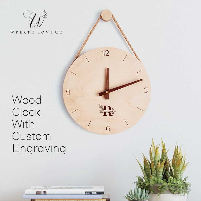 Personalized Wooden Clock Custom Simple Style Wood Clock Etsy Canada