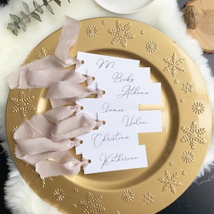 Silk Ribbon Wedding Place Cards, Wedding Escort Cards, Calligraphy Place Cards, Guest Names Cards, Hand Dyed Silk Ribbon, Colored Ribbon