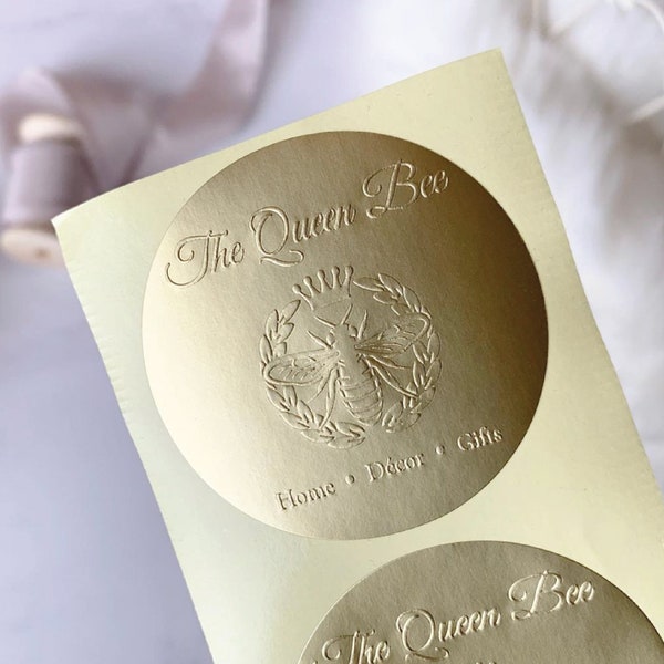 5CM_Custom Made Gold/Silver Embossed Raised Sticker/Label, Embossing Seal Stickers, Foil/Metallic Seal, Business/Wedding/Gift Stickers