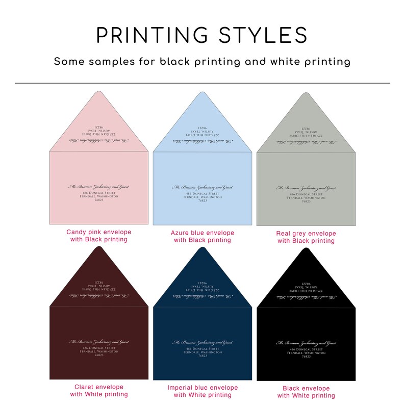 A7 A6 Euro Flap Envelopes and Printing Printed Guest & Return Etsy