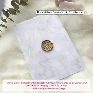 Plain Vellum Sleeve for 5x7 Invitation, Vellum Wrap, Vellum Jacket, Clear Sleeve, Translucent Invites, Vellum invitations, Pre-Folded Wrap image 2