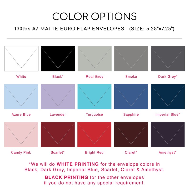 A7 A6 Euro Flap Envelopes and Printing Printed Guest & Return Etsy