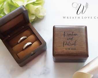 Personalized Double Ring Box - Custom Wood Ring Box - Ring Bearer Box - Engagement - Keepsake Box - Jewelry Box - Proposal Ringbox