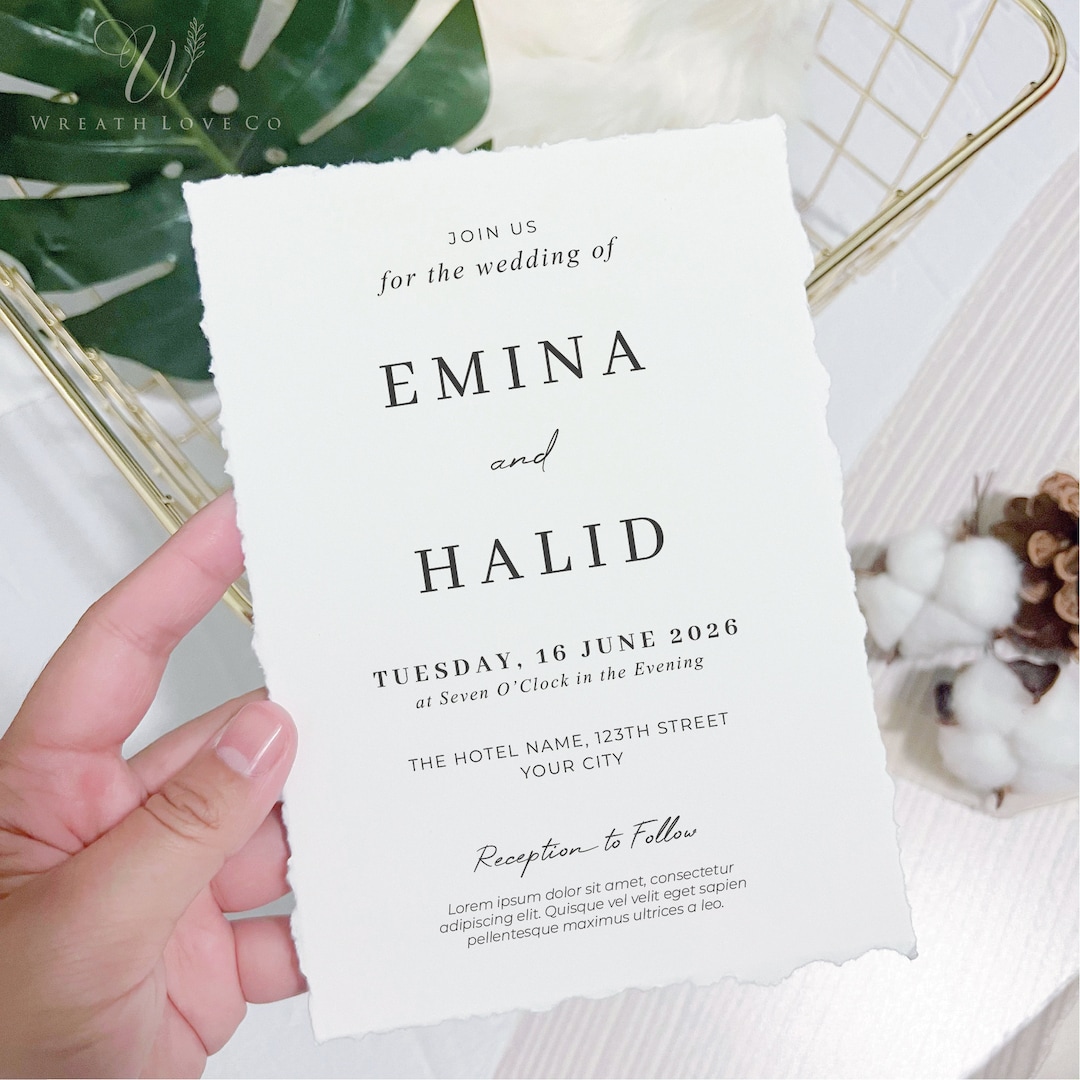 Custom Deckled Edge Invitations, RSVP, Torn Edge, Menus, Table Number ...