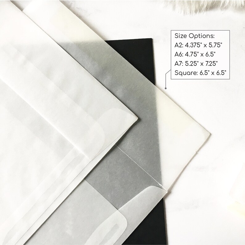 Vellum Envelope Clear Envelope Translucent Envelope A2 A6 Etsy