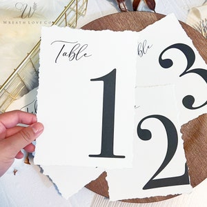 Segnaposto personalizzati con bordo decorato, inviti, RSVP, bordo strappato, menu, numero tavolo, calligrafia. Carta strappata a mano da 130 libbre