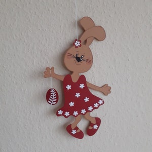 Fensterbild, Hasen Mädchen, Tonkarton,Fensterdeko,Ostern,Frühling, weinrot