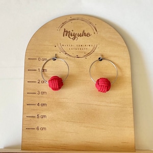 Red balls /Kumihimo earrings / Stainless steel Hoop /Customize with your favorite color