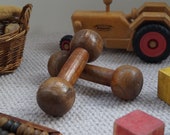 Child 39 s Vintage Wooden Toy Dumbbells