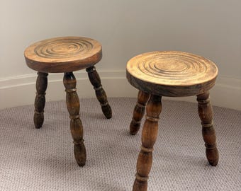 Bobbin milking stools | Plant stand | Antique | Vintage | Wooden | Bedside tables