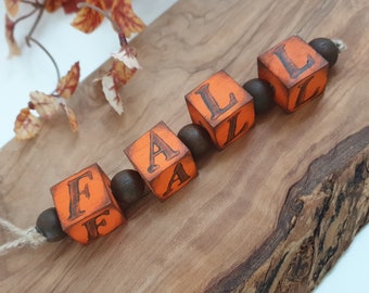 Fall Wood Blocks Sign, Thanksgiving Wooden Tiered Tray Decor