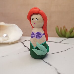 The Little Mermaid Ariel Peg Doll, Theme Party Birthday Cake Topper, Gift for Disney & Halle Bailey Fans
