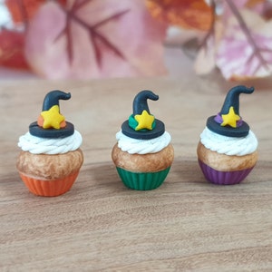 Miniature Halloween Cupcakes with Witch Hat, Dollhouse Fake Food, 1 6 Scale Sweet DIY Accessory
