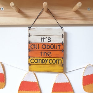 Candy Corn Zeichen Wall Art Home Decor, Halloween Wandbehang Housewarminggeschenk