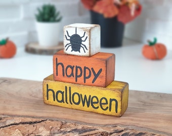 Candy Corn Wood Tier Tray Decor, Happy Halloween Wooden Sign Home Decor