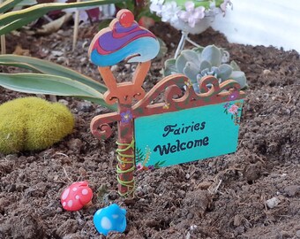 Miniatuur Fairies Welkomstbord, Mini Fairy Garden Decor, Terrarium Supply & Accessoires