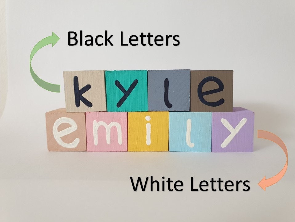 Names With Blocks Custom Name Wooden Blocks, Personalized Letter Wood Sign, Kids Room ...