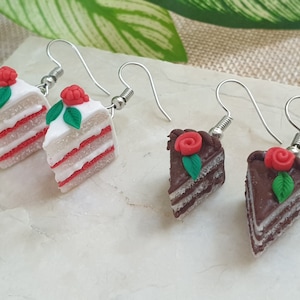 Miniature Cake Slice Earrings, Mini Food Clay Jewelry, Funky Dessert Earrings