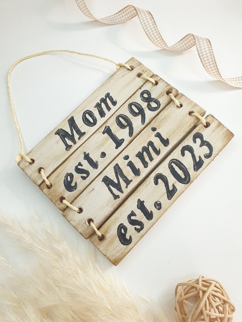 Cartel de madera de mamá y abuela, regalo del Día de la Madre para la abuela, decoración de granja moderna neutra, regalo personalizado de abuelos imagen 7