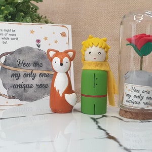 The Little Prince Peg Doll, Le Petit Prince Toy Gift, Birthday Cake Topper, Handmade Wooden Art Doll