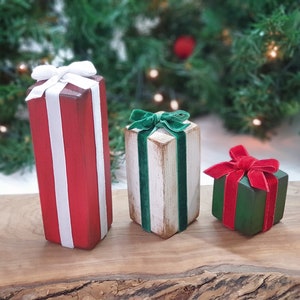 Regalo di Natale in legno, mini decorazioni natalizie per la casa, decorazioni per vassoi invernali, confezione regalo rustica in blocchi di legno