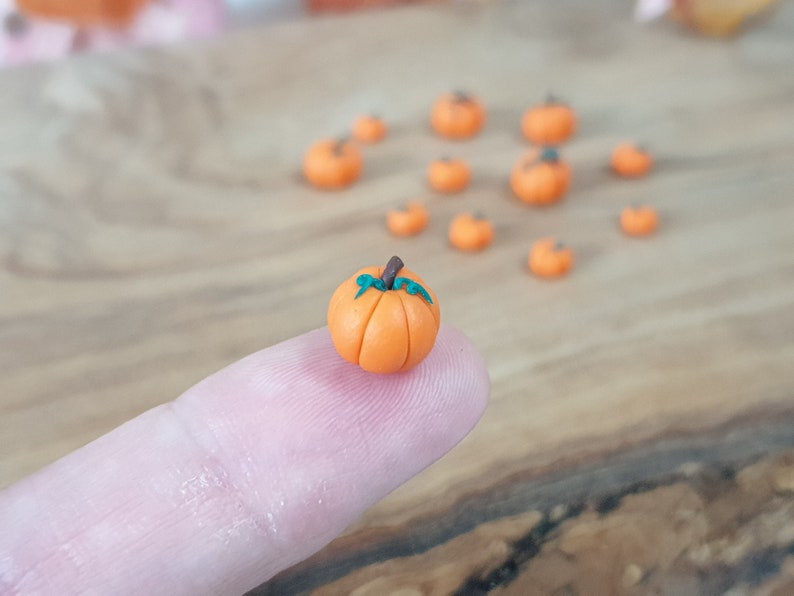 Miniature Pumpkin for Halloween Dollhouse Decor, Polymer Clay Mini Fairy Garden Accessories, Kitchen Vegetable Food Supplies image 8