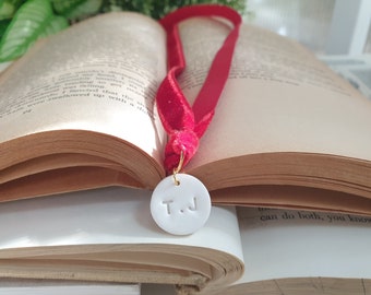 Initial Personalize Bookmark, Christmas Clay Book Mark, Cheap Stocking Stuffer, Handmade Gift for Book Lover & Bookworm and Reader