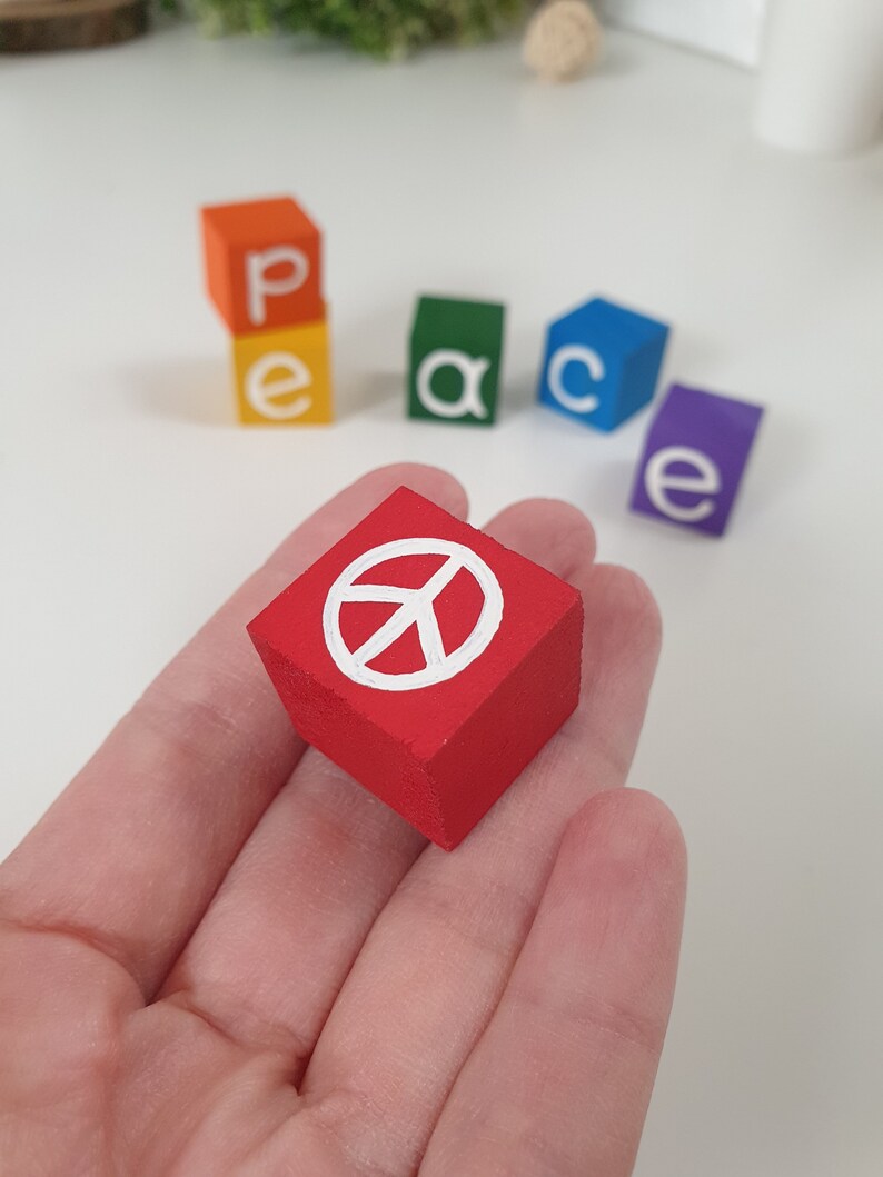 Peace Block Lettering Rainbow Peace Hippie Sign Tiered Tray Decor, Boho Wooden Letter Blocks ...