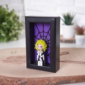Beetlejuice Doll Wall Art Decor Halloween Ornament, Tim Burton Wood Shelf Sitter Decor