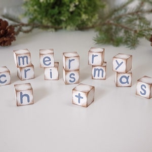 Merry Christmas & Happy New Year Reversible Wood Block Set for Tier Tray Decor image 5