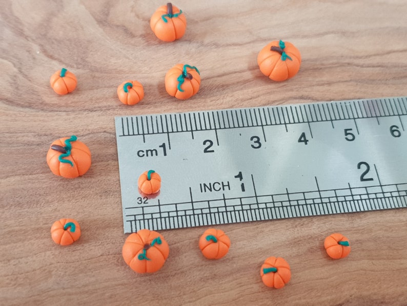 Miniature Pumpkin for Halloween Dollhouse Decor, Polymer Clay Mini Fairy Garden Accessories, Kitchen Vegetable Food Supplies image 4