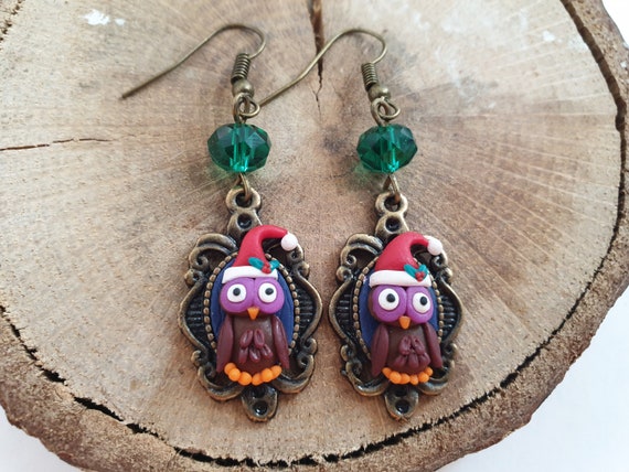Fashion Exquisite Purple Owl Decor Heart shaped Earrings - Temu