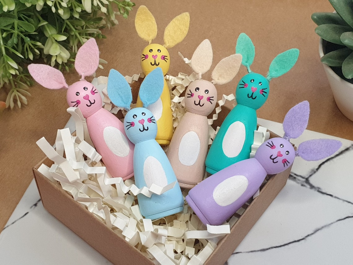 Easter Bunny Peg Doll, Baby Shower & 1st Birthday Bowl Filler, Colorful ...